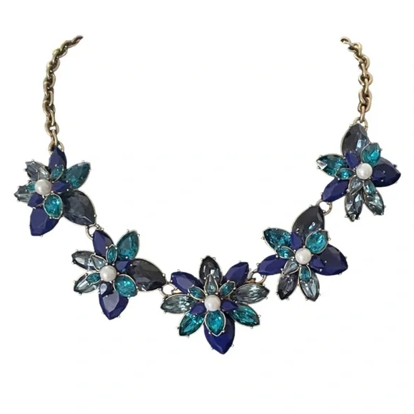 J. Crew Blue Floral Necklace s-l400.jpg main image 4